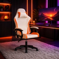 Chaise de jeu de style course en cuir PU avec logo personnalisé, siège baquet OEM, fauteuil inclinable ergonomique pour l'e-sport, ailes latérales, couleurs personnalisées, LED RGB