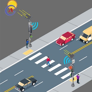 ระบบไฟสัญญาณจราจร LED แบบไร้สายพลังงานแสงอาทิตย์สำหรับทางม้าลาย Pelican Zebra Crossing พร้อมปุ่มกดสำหรับคนเดินเท้า - Product Image 2