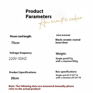 Marmite électrique avec revêtement antiadhésif circulaire et couvercle en verre trempé, usage domestique et hôtelier, capacité de 2 L - Product Image 6
