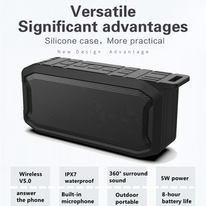 ไมโครโฟนในตัว รองรับ TF/USB แบตเตอรี่ 1000-2000mAh ระบบเสียง DTS ลำโพงไร้สายแบบพกพา IPX7 สำหรับใช้งานกลางแจ้ง - Product Image 4