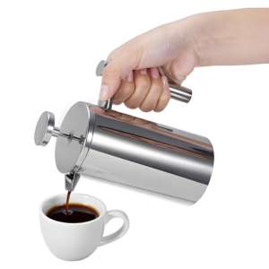 304 스테인리스 스틸 이중 구조 유럽식 투명 필터 친환경 커피포트 핸드 세트 유리 티 & 커피 메이커 - Product Image 1