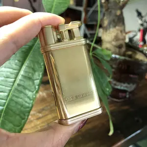 JIFENG factory 2023 new technology JF-089 customized logo portable plain shiny gold brass metal electric gas torch cigar lighter