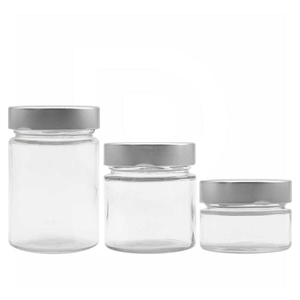 Frasco de Vidrio de <span class=keywords><strong>200</strong></span> <span class=keywords><strong>ml</strong></span>, 580, 750, 180, 380 <span class=keywords><strong>ml</strong></span>, ERGO 106 <span class=keywords><strong>ml</strong></span>, <span class=keywords><strong>212</strong></span> <span class=keywords><strong>ml</strong></span>, 314 <span class=keywords><strong>ml</strong></span>, con Tapa Plateada Alta para Conservar Alimentos - Product Image 1