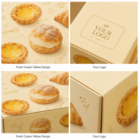 Boîte à gâteau pliable en gros avec support fixe, compartiment à couverts et à sauce, logo personnalisé, boîte en papier pour pâtisserie à emporter, pour mousse, tarte, dessert