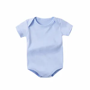 Großhandel Unisex Umschlag Kragen Plain Kurzarm 100% Bio gekämmte Baumwolle Baby T-Shirts Kleinkind Baby Bodysuit