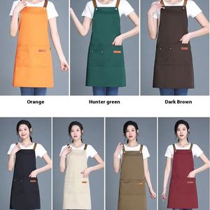 Tablier en coton imperméable, tendance et abordable, pour le nettoyage quotidien, la cuisine et la restauration, avec logo personnalisé imprimé, idéal pour le travail. - Product Image 2