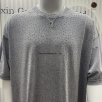 TITI kustom berlian imitasi ukuran besar katun lengan pendek dicetak cuci air Vintage pria berlian imitasi Tshirt Batik Retro T-shirt