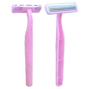 Plastic handle face hair shave disposable razor 3 blade shaving stick three blades razor