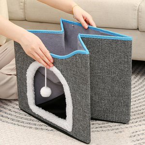 Nouveaux produits pour animaux de compagnie : niche douillette pour animaux de compagnie, maison confortable, double chenil pliable, tente pour chats, niche pour <span class=keywords><strong>chat</strong></span>, lit doux pour animaux de compagnie - Product Image 2