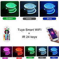 Contrôleur LED WiFi Tuya AC110V-220V avec télécommande IR 24 touches pour bande LED RGB 5050, lumière néon, prise EU US