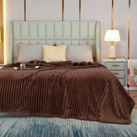 Couverture en fausse fourrure de lapin 260 GSM, couverture en peluche à rayures bulles, couverture chaude et confortable pour chambre à coucher, canapé, maison, logo personnalisé, taille sur mesure