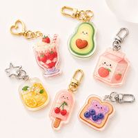 Gantungan Kunci Akrilik Kawaii Custom, Aksesoris Makanan & Minuman Lucu, Gantungan Kunci Avocado Peach, Liontin Tas, Tempat Kunci Akrilik, Grosir OEM, Hadiah