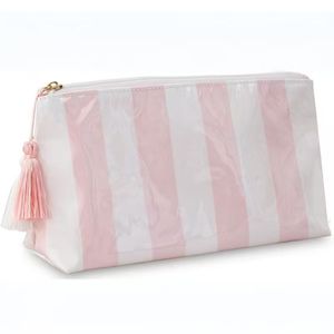 Grande trousse de toilette imperméable en PVC, grande capacité, fermeture éclair, impression personnalisée, rayée, pochette de rangement pour maquillage - Product Image 5