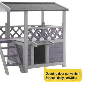 Rumah Hewan Peliharaan 2 Lantai Indoor/Outdoor Grosir Dengan Tangga Rumah Anjing Kayu Solid Rumah Kucing Indoor Mewah - Product Image 3