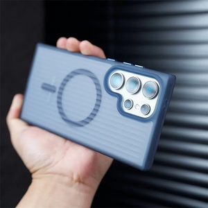 <b>PC</b> Corrugated Matte Stripes Translucent Phone Case for Samsung S26 S25 S24 S23 S22 Plus Ultra Magnetic <b>Wireless</b> Charge Cover - Product Image 5