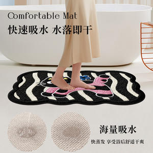 Alfombra de Baño con Diseño de Gato Ondulado, de Fibra de Poliéster Antideslizante, con Estampado Animal, Forma Novedosa, Lavable a Máquina - Product Image 3