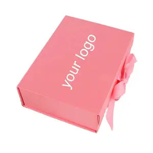 Custom Foldable Gift Box Folding Magnetic Packaging Boxes With Ribbon For Shoe Boxes For Gift Sets With Wedding