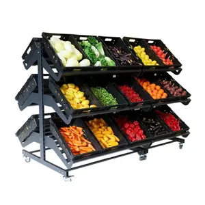 Multifunction Moveable Supermarket Shelves double sides Gondola Shelf Mobile fruit and vegetable plastic displays rack