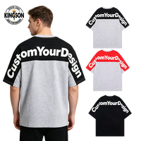 Kaos Oblong Lengan Pendek Katun Murni Desain Khusus Pewarnaan Benang Unisex Oversize Longgar Pria Wanita Fashion Streetwear Kerah Bulat