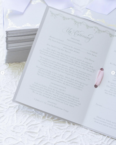 Bellissimo programma di cerimonia personalizzato in lamina d'oro di nozze monogramma di carte di voto cartella di certificato invito a nozze con nappa - Product Image 2