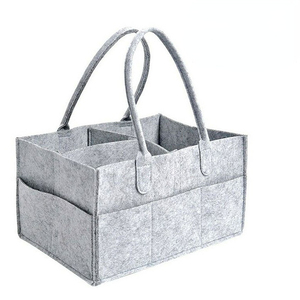Organizador de pañales de bebé para cambiador, cesta de almacenamiento para guardería con asa, organizador de pañales de fieltro caqui, bolsa para mamá - Product Image 3