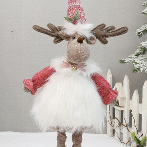 LINGKAI Poupée en peluche de Noël rétractable rouge vintage, Père Noël, Bonhomme de neige, Renne, Figurine en peluche pour la décoration de table de Noël - Product Image 4