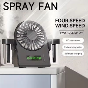 Ventilador de Escritorio con Doble Pulverización y Humidificador, Dos en Uno, USB, Portátil, con Pantalla Digital, Pulverizador de Agua, 1200 mAh, Cuatro Velocidades de Viento - Product Image 3