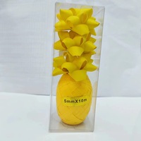 Fleur en ruban pré-fabriquée en film métallique mat arc-en-ciel de 5 cm, idéale pour l'emballage rapide de cadeaux (vente en gros)