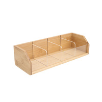 Boîte de rangement rectangulaire en bambou massif, organisateur de sachets de thé et de café, style moderne et minimaliste, pour bureau et boissons