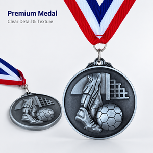 Medallas de Fútbol Personalizadas con Logotipo, Medallas Deportivas de Aleación de Zinc al por Mayor, Medalla de Fútbol con Cinta para Torneos de Clubes, de Fábrica - Product Image 2