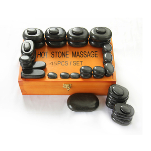 45 pezzi Set di pietre calde massaggio energetico natura Spa attrezzature per il relax del corpo - Product Image 1