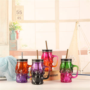 الثقيلة على شكل جمجمة زجاج زجاجة الجمجمة ميسون كوب زجاجي ميسون كوب مع غطاء - Product Image 4