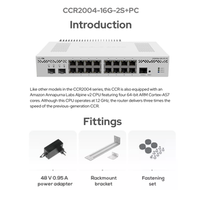 Ikroroik CCR2004-16G-2S + igC 16 Gigabit <span class=keywords><strong>2</strong></span> Gigabit ORT ptical ORT Mart outer CCR2004-16G-2S exterior + PC - Product Image 3