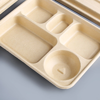 Boîte à lunch jetable écologique, 5 et 6 compartiments, emballage à emporter