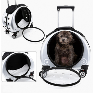 Bunnyhi LGX001 şeffaf plastik evcil hayvan yemliği kedi sırt çantası tekerlekler arabası seyahat kutusu havayolu onaylı moda kedi taşıma taşıyıcı - Product Image 2