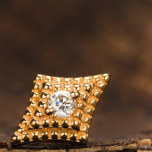 14K/18K Rắn Vàng Chính Hãng Kim Cương Lá Chắn Top Threadless Sụn Bông Tai Daith Helix Mũi Cơ Thể Piercing Đồ Trang Sức Bán Buôn - Product Image 6