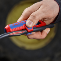 Alicates Pelacables KNIPEX ErgoStrip PV de Acero con Punta Cónica Fina y Mola de Bloqueo para Conectores de Crimpado