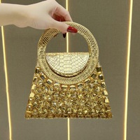 Pochette de soirée de luxe en strass pour femme, sac à main à anse anneau imprimé serpent avec chaîne, sac de soirée scintillant pour mariage et fête pour femmes