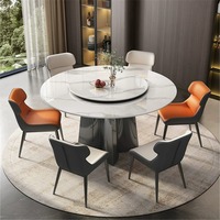Table et chaises de salle à manger modernes convertibles en pierre frittée ronde pour hôtels et appartements