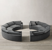 Sofá Semicircular Circular de Oficina Negro Gris Oscuro de Estilo Discreto y Costoso, Conjunto de Sofás Cómodos para Sala de Estar