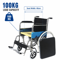 Fauteuil roulant multifonctionnel 2-en-1 avec siège rembourré en PVC, cadre en acier chromé durable, certifié CE, capacité de 100 kg pour les personnes âgées