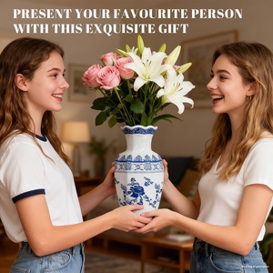 Vase <span class=keywords><strong>puzzle</strong></span> en plastique extra-large, impression 3D UV, finition imitation antique, arrangement floral de bureau haut, pour fleurs fraîches conservées dans l'eau - Product Image 2