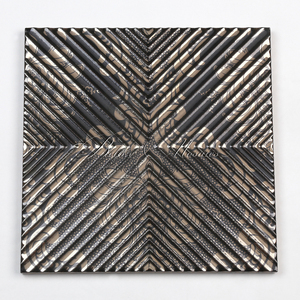Carreau de porcelaine noire revêtement métallique doré <span class=keywords><strong>carrelage</strong></span> de métro motif de <span class=keywords><strong>parquet</strong></span> <span class=keywords><strong>effet</strong></span> 3D pour un superbe dosseret d'accent de mur intérieur - Product Image 4