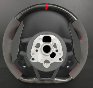 Volant de voiture personnalisé en fibre de carbone et Alcantara avec bouton de démarrage/arrêt et palettes de changement de vitesse pour <span class=keywords><strong>Audi</strong></span> A/<span class=keywords><strong>Q</strong></span>/S/RS Series - Product Image 2