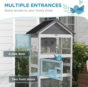Wood Luxury <b>Bird</b> House with <b>Stands</b> for Large <b>Birds</b>-Removable Secure Spacious-Outdoor Use-Grey - Product Image 4