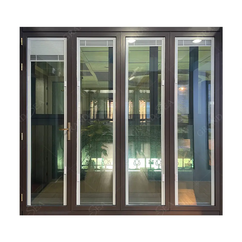 Grandsea di alta qualità 4 pannello termico e insonorizzato telaio in alluminio Bi pieghevole porta scorrevole in vetro porta finestra pieghevole in vetro