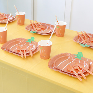 Ensemble de vaisselle DAMAI sur le thème de la citrouille d'automne, assiettes jetables pour la fête de la récolte, assiettes de dîner pour Thanksgiving - Product Image 2