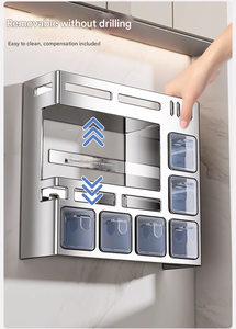 Estante de Almacenamiento de Cocina de Acero Inoxidable <span class=keywords><strong>para</strong></span> Montar en la Pared, Organizador de Condimentos, Sin Perforaciones, Soporte <span class=keywords><strong>para</strong></span> Utensilios y <span class=keywords><strong>Especias</strong></span> - Product Image 3
