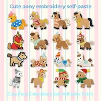 Patch brodé en feutre non tissé thermocollant et auto-adhésif, motif mignon de petit poney cheval de l'année 3D FA004 pour vêtements et coques de téléphone