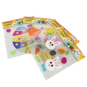 Wholesale Removable Easter Decoration Gel Cling Sticker Cartoon TPR Washable No Glue Window Decal Jelly Sticker